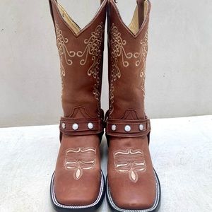 Boho cowboy boots.  Genuine leather
